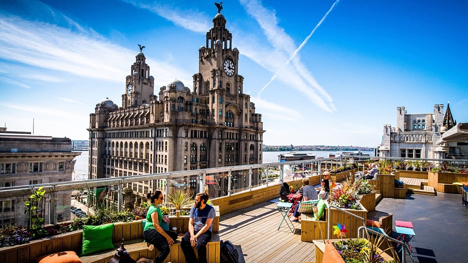 Liverpool waterfront is packed with bars and restaurants.   - 