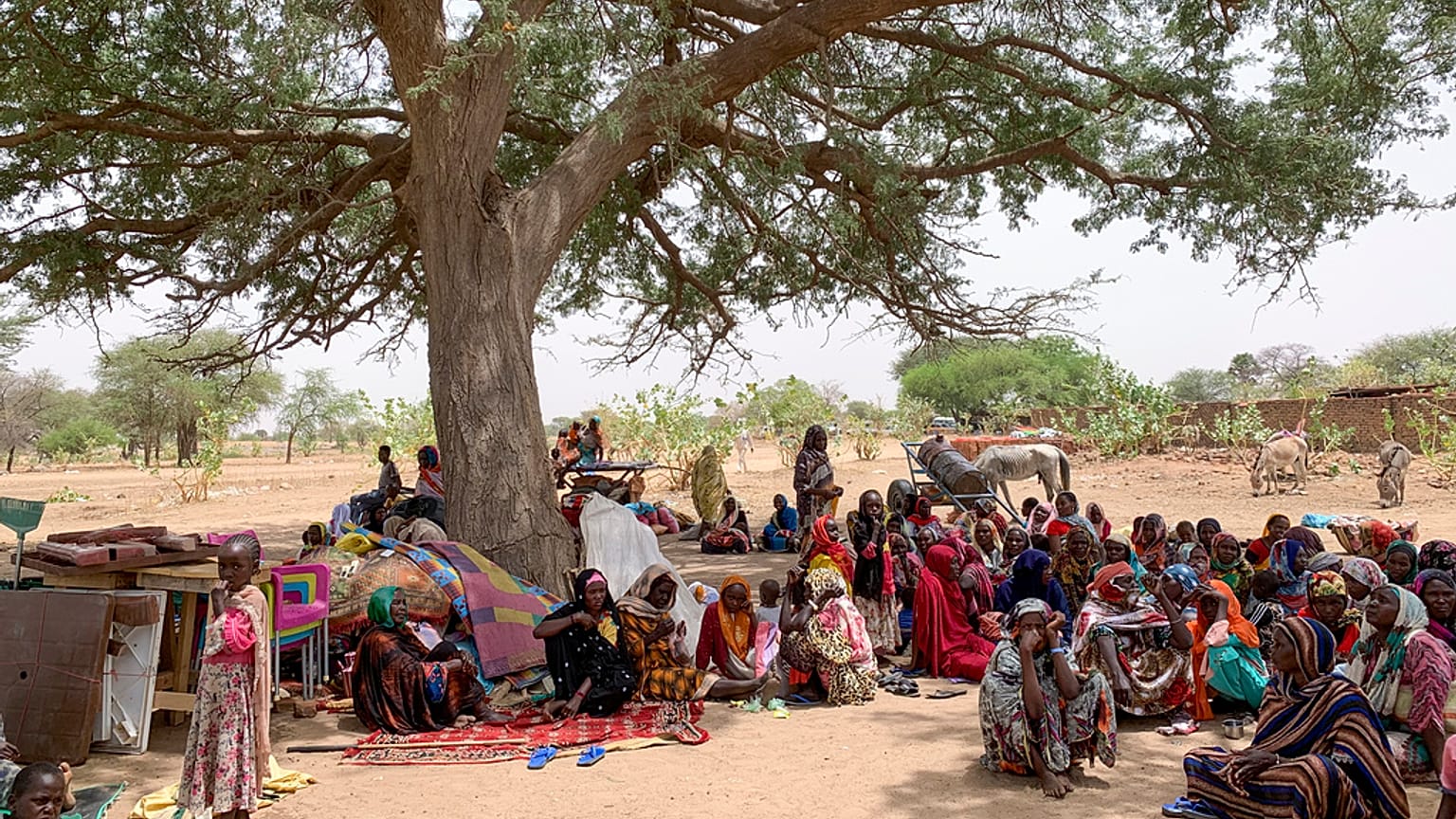 Group of refugees after crossing into the village of Koufroun, near the Chad-Sudan border, in Chad, April 27, 2023.