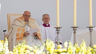 Der Papst während seiner Predigt