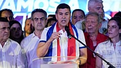 Santiago Peña bei einer Rede nach der Wahl