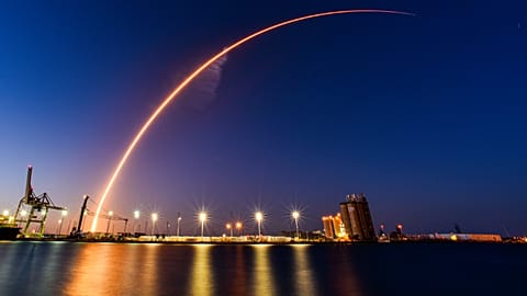 A SpaceX Falcon Heavy lifts off from Pad 39A at Kennedy Space Center, at Cape Canaveral, Florida, USA, Sunday April 30, 2023.