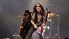 Steven Tyler, dos Aerosmith, num concerto em Boston, em setembro de 2022
