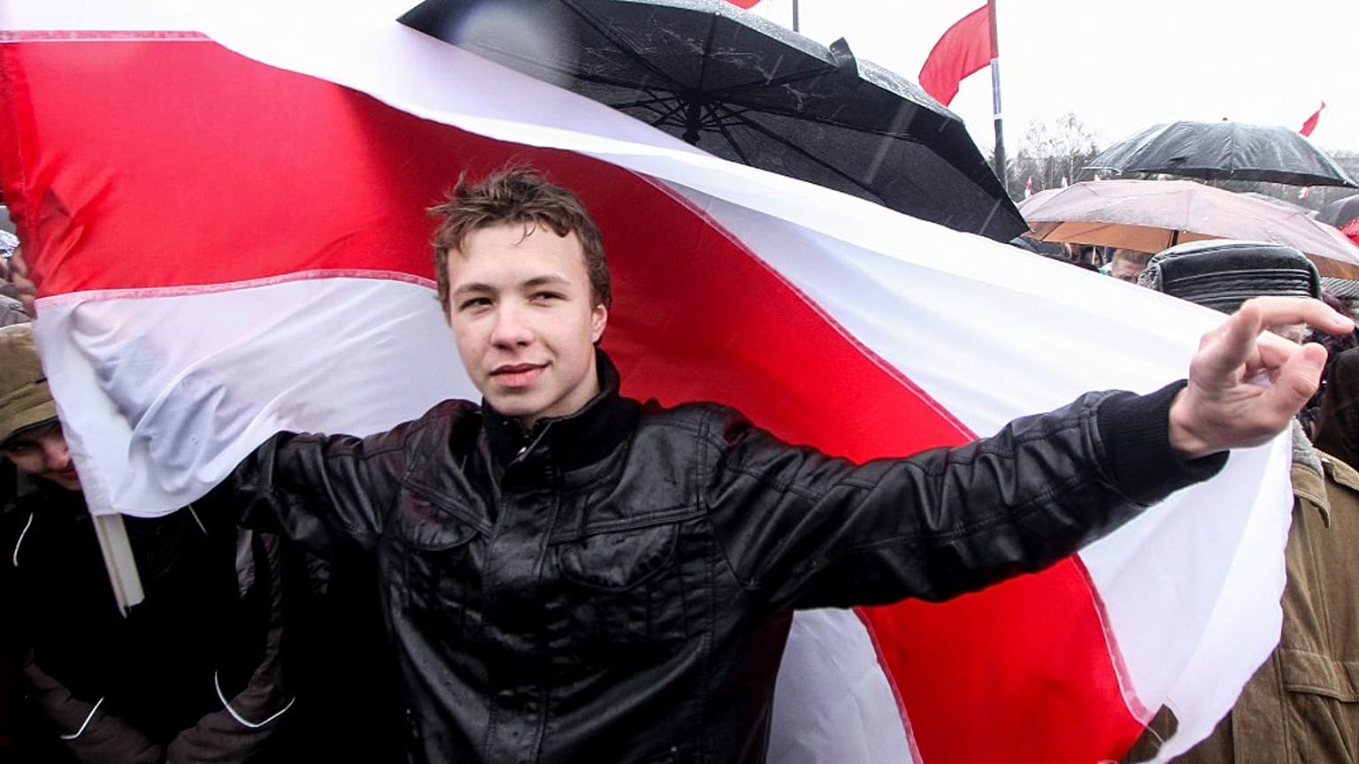 Roman Protasevitch durante una manifestazione nel 2012 