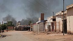 Smoke rises in Khartoum, Sudan, Wednesday, May 3, 2023. 