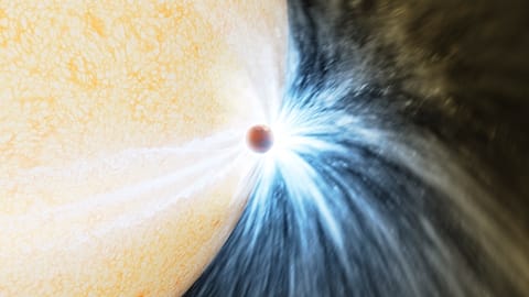This illustration provided Caltech/IPAC by depicts a planet the size of Jupiter skimming the surface of its star.