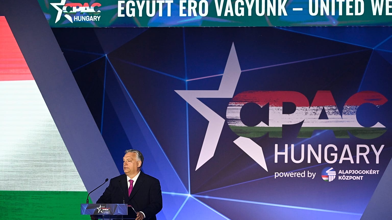 Orbán Viktor a CPAC Hungary nyitónapján mond beszédet Budapesten