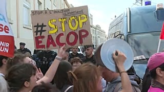 Pension reform opponents with pots and pans in Saintes, Charente-Maritime, France.