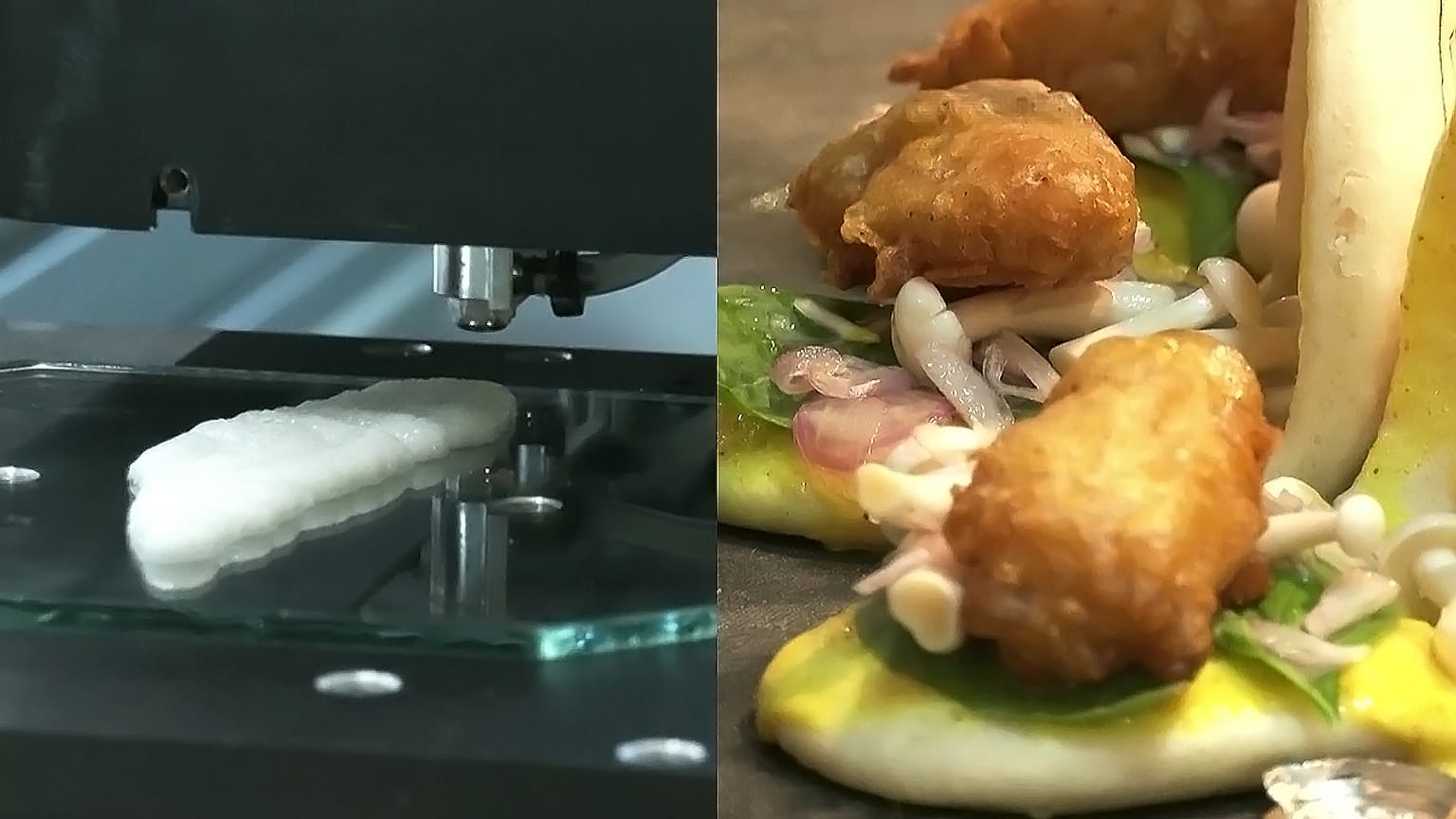 3D-printed grouper being prepared for a tasting