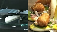3D-printed grouper being prepared for a tasting