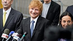 Ed Sheeran departs after speaking to the media outside New York Federal Court after wining his copyright infringement trial