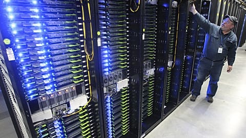 Computer servers that store users' photos and other data at the Facebook site in Prineville Ore, Oct. 15, 2013. 