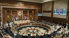 delegates and foreign ministers of member states convene at the Arab League headquarters in Cairo, Egypt, Sunday, May 7, 2023. 