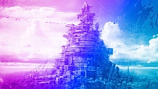 An illustration of a futuristic Tower of Babel