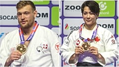 Esquerda: o suíço Nils Stump que se sagrou campeão mundial; direita: bi-campeã mundial, a canadiana Christa Deguchi