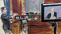 Croquis d'audience lors du procès de l'ancien président américain Donald Trump