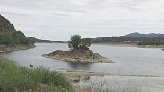 Río Agly, en Pirineos Orientales, casi totalmente seco