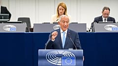 El presidente de Portugal, Marcelo Rebelo de Sousa, durante su intervención ante el Parlamento Europeo.