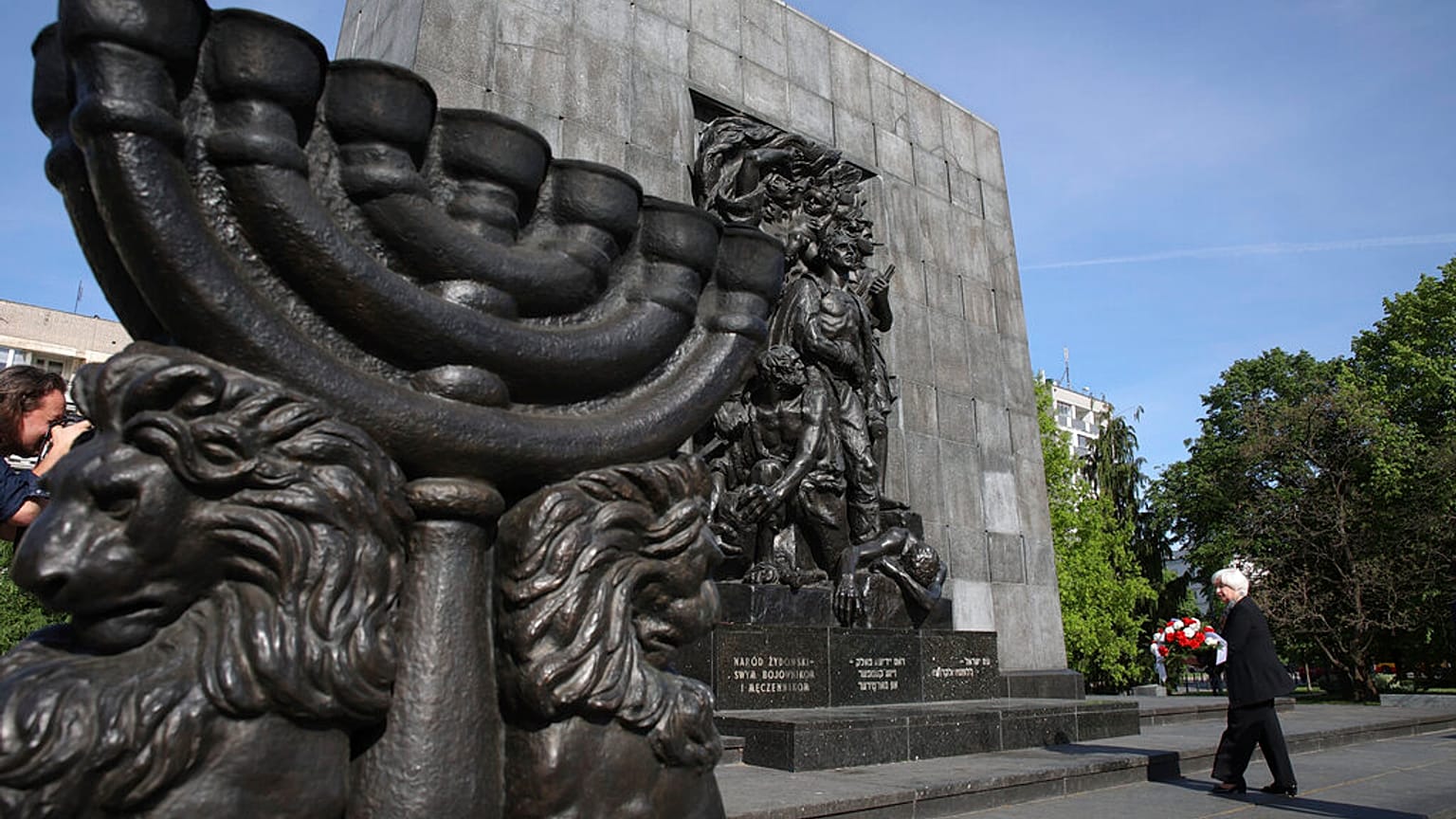 U.S Treasury Secretary Janet Yellen lays a wreath in front of the Ghetto Heroes Monument in Warsaw, Poland. 16 May 2022. 