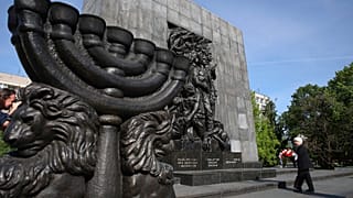 U.S Treasury Secretary Janet Yellen lays a wreath in front of the Ghetto Heroes Monument in Warsaw, Poland. 16 May 2022.