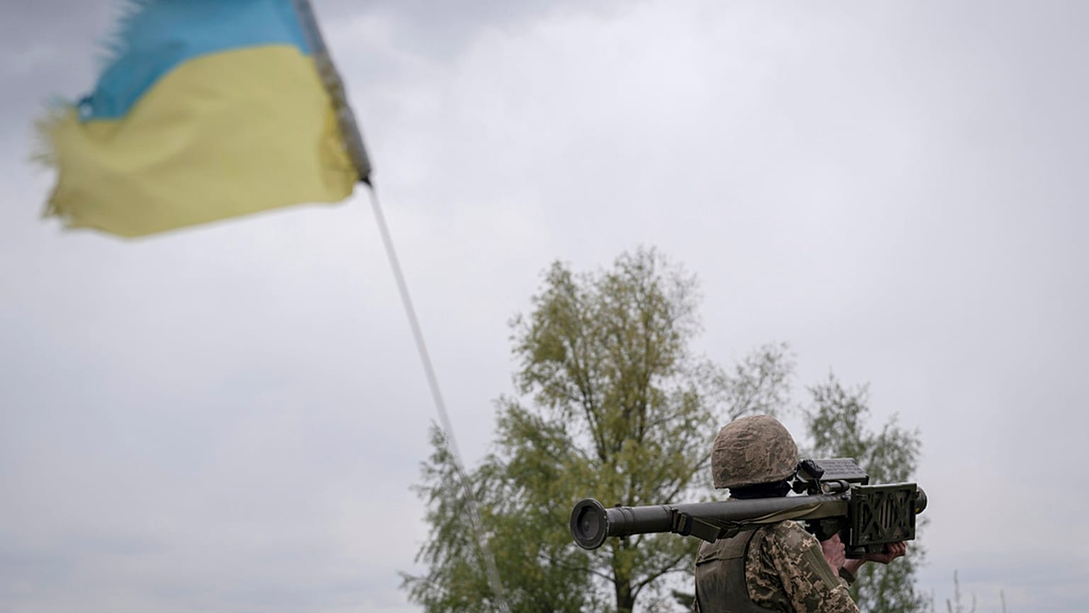 Members of a Ukrainian air-defence unit demonstrate their work near Kyiv on Monday, May 8, 2023. 