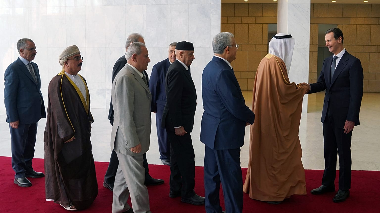 الرئيس السوري بشار الأسد  يستقبل وفداً يمثل مختلف البرلمانات العربية في دمشق، 26 شباط 2023