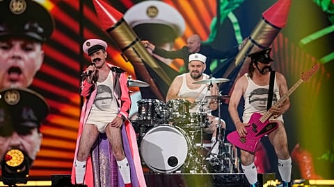 Let 3 of Croatia perform during dress rehearsals for the Grand final at the Eurovision Song Contest in Liverpool, England, Friday, May 12, 2023