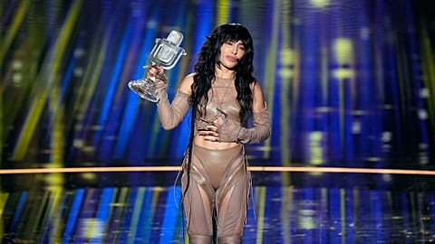 Eurovision champion - Loreen holds her trophy aloft