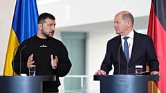 President Zelenskyy and Chancellor Olaf Scholz at a media conference in Berlin, May 14, 2023.