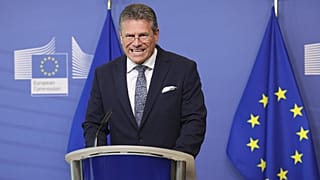 European Commissioner for Inter-institutional Relations and Foresight Maros Sefcovic at EU headquarters in Brussels, May 16, 2023. 