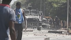 Close-up of an armoured police vehicle in Ziguinchor, Senegal, May 15, 2023.