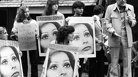 Pardon Sophia - a rally in New York's Little Italy calling for the release of Sophia Loren in 1982