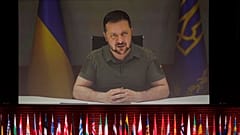 Der ukrainische Präsident Wolodymyr Selenskyj war dem Gipfel in Reykjavik zugeschaltet