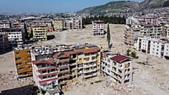 Destroyed or severally damaged buildings after a powerful earthquake in Antakya, southeastern Turkey,May 10, 2023