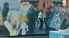 Abuse was shouted at volunteers as they tried to help the refugees move. 