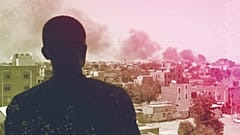 Smoke seen in the capital of Sudan, Khartoum, on 22 April 2023