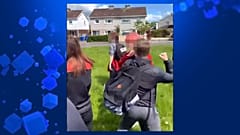 FILE: Still image from video of attack on student at Beaufort College school in Navan, Ireland, 15 May 2023
