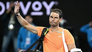 Rafael Nadal, miután az amerikai MacKenzie McDonald legyőzte őt az ausztrál nyílt teniszbajnokság férfi egyesének második fordulójában 2023. január 18-án.