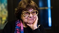 Mészáros Márta rendező az Aurora Borealis - Északi fény című filmjének sajtóvetítése után Budapesten, a Puskin moziban 2017. október 16-án.