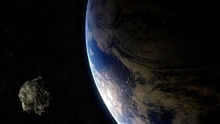 سیارکی در کنار زمین، عکس تزیینی است.