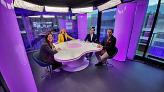 Host Méabh Mc Mahon with Marisa Matias, Demir Murat Seyrek and Ricardo Borges de Castro