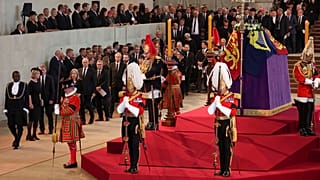 Queen Elizabeth's coffin lying in state in London