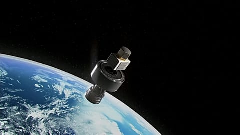 Image shows concept render of Space Forge new reusable satellite system.