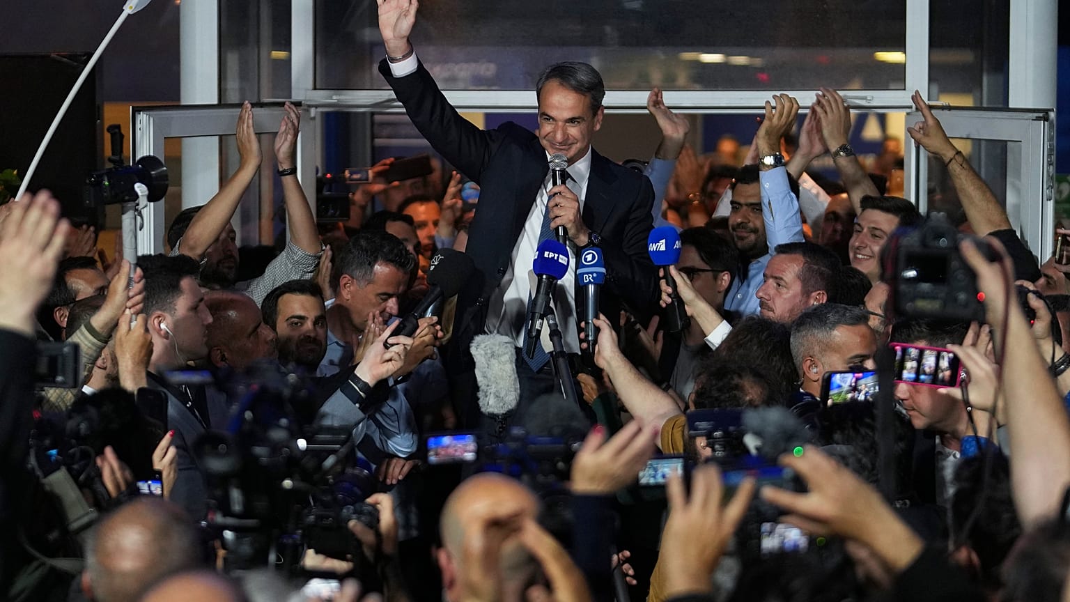 Le Premier ministre sortant Kyriakos Mitsotakis, ce dimanche à Athènes