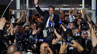 Le Premier ministre sortant Kyriakos Mitsotakis, ce dimanche à Athènes