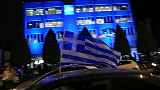 Nea Dimokratia-Anhänger feiern den Wahlsieg ihrer Partei