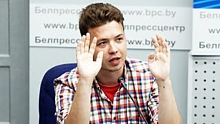 Роман Протасевич на брифинге белорусского МИД, 14 июня 2021 года.