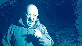 Yevgeny Prigozhin addressing the Russian army's top brass standing in front of bodies he presented as fallen Wagner fighters at an undisclosed location, 5 May 2023