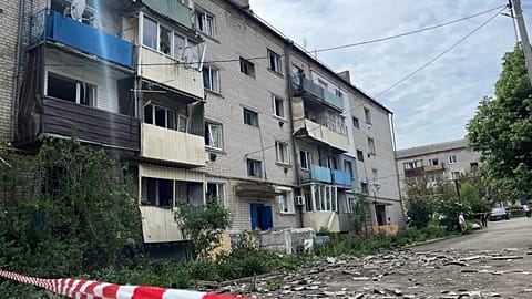 Conséquences des frappes russes sur Dnipro, Ukraine, le 22 mai 2023