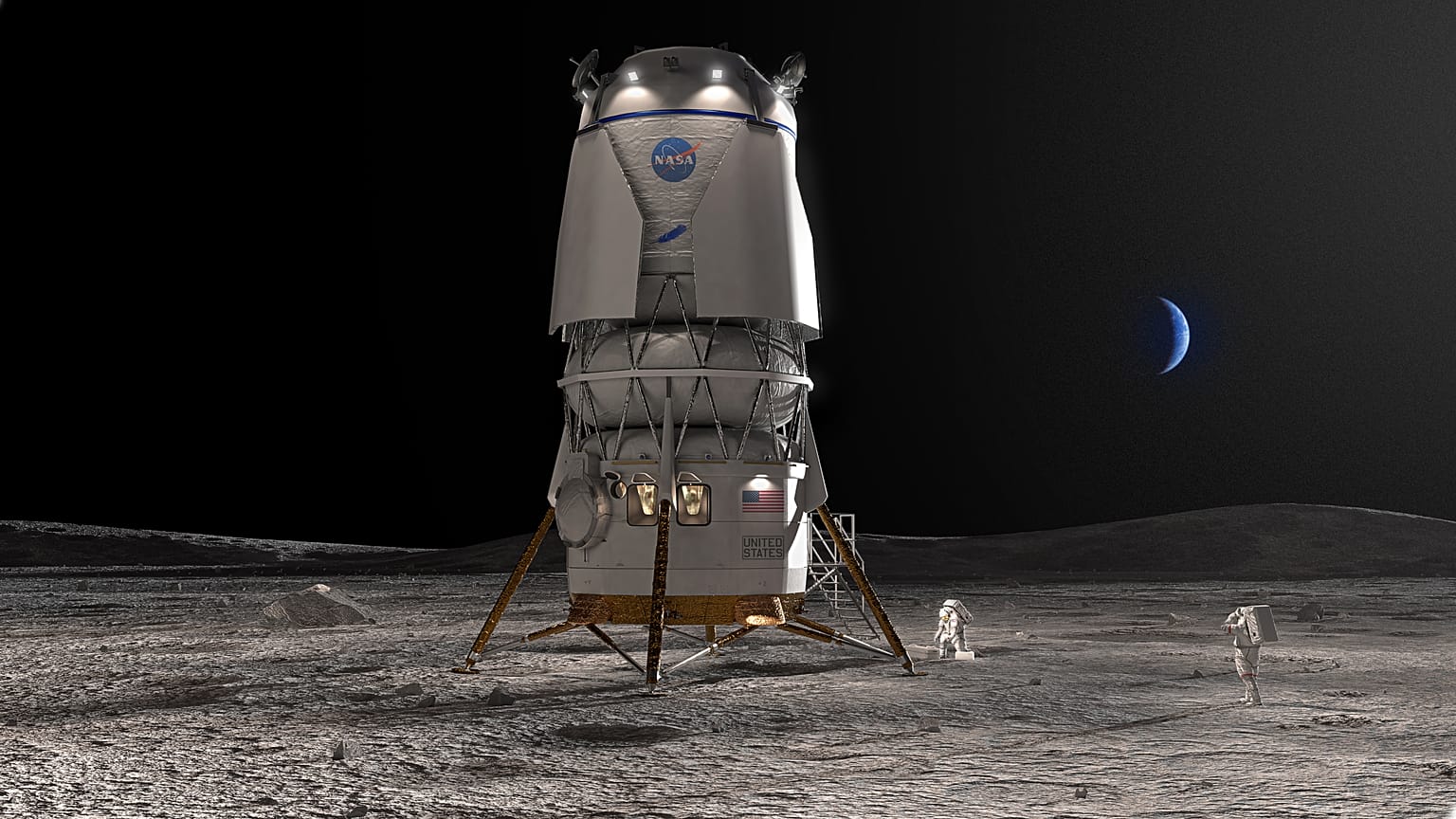 NASA'nın Artemis programı kapsamında astronotları Ay'a geri götürecek Blue Origin'e ait uzay aracı