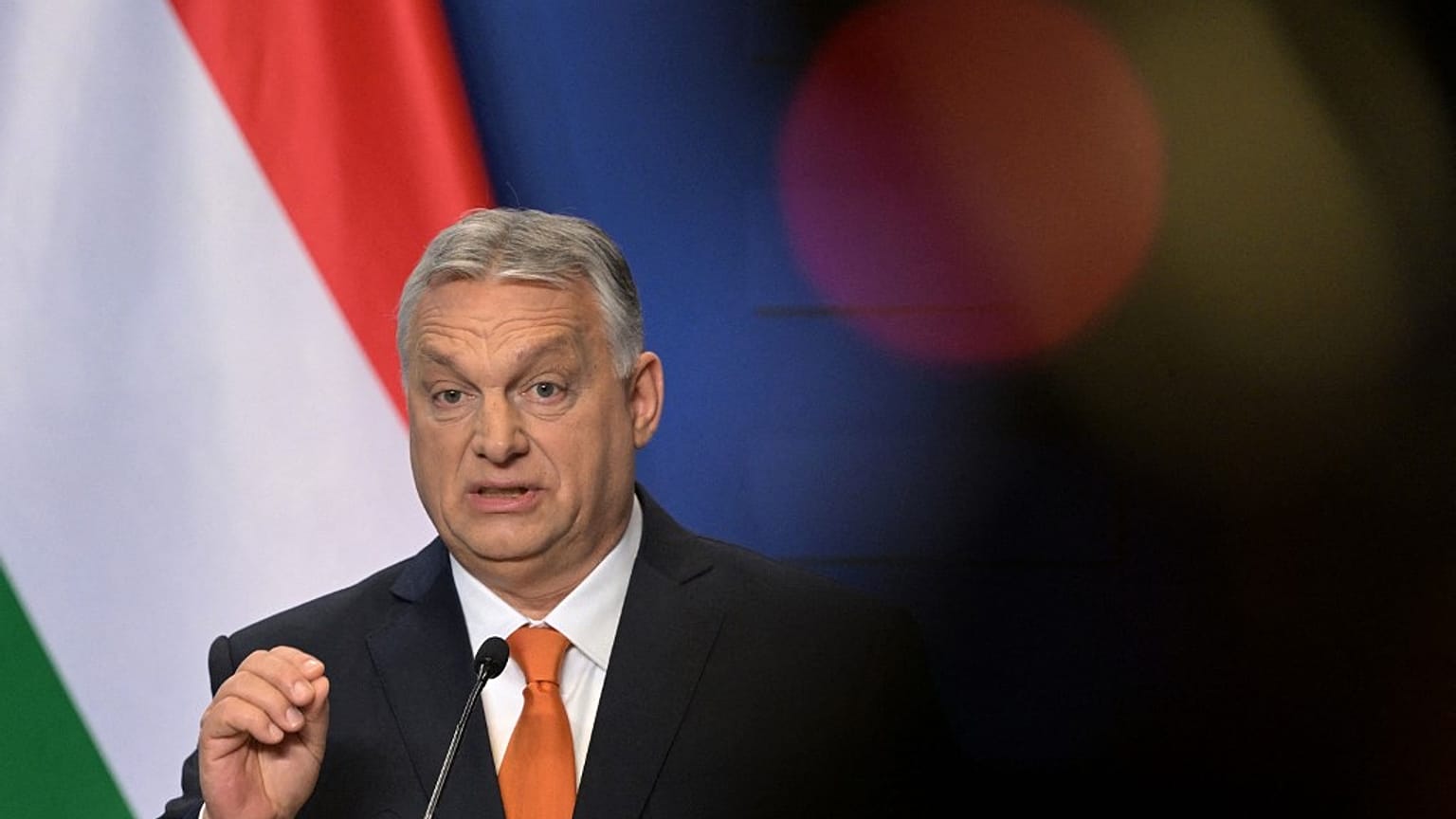 Der ungarische Ministerpräsident Viktor Orban gibt eine Pressekonferenz in Budapest 